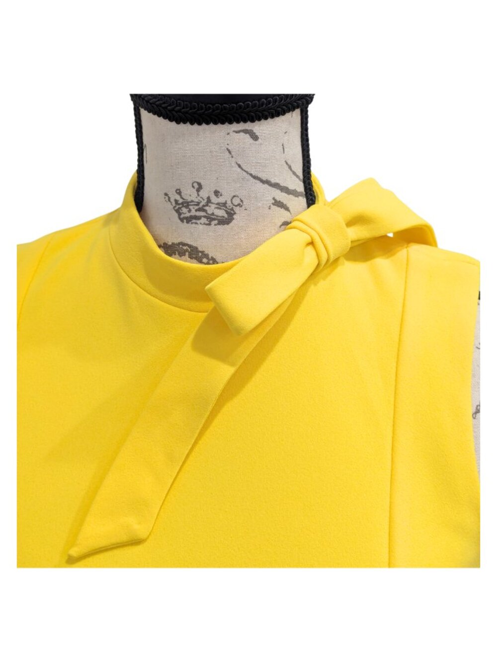 Calvin Klein Petite Yellow Bow Neck Sheath Dress 8P NWT - Picture 6 of 12